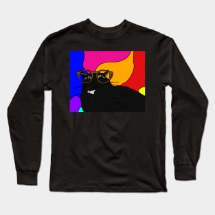 Psychedelic cat in glasses... what a trip! Long Sleeve T-Shirt